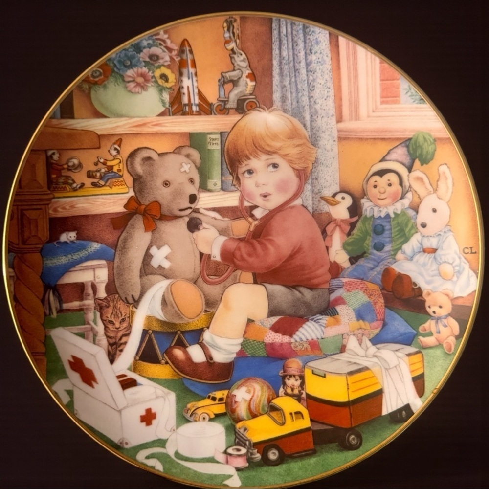 1984 Carol Lawson “Little Doctor” Collector Plate Franklin Porcelain In Box 8”